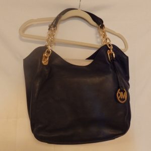 MICHEAL KORS LARGE LEATHER BAG-Navy