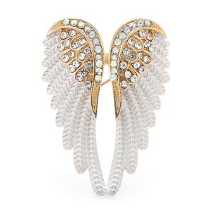 Rhinestone Angel Feather Wing Brooch, Pin