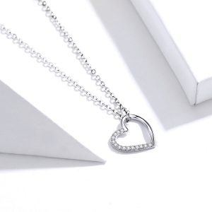 925 Sterling Silver The shape of love Chain Necklace Fine Jewelry 18.11'' Collar