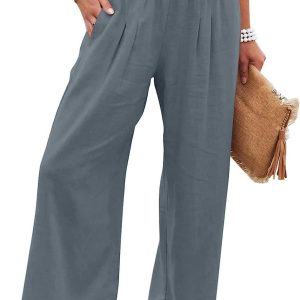 TUNUSKAT Women's Cotton Linen Wide Leg Pants