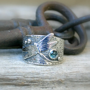 Vintage Style Statement Ring, Carved Dragonfly, Zinc Alloy Ring
