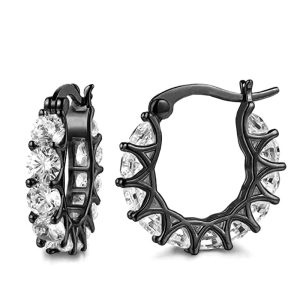 Huitan Full Paved Crystal CZ Hoop Earrings,