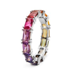 5 Colors Shiny Cubic Zircon Ring Gold Color