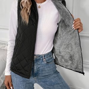 Argyle Pattern Fall & Winter Vest, Casual Zip Up Sleeveless