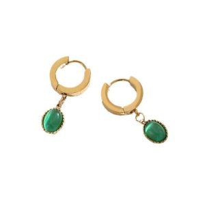 Titanium steel emerald earrings simple small design