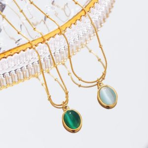 Small minority light luxury elliptical natural necklace blue star sea