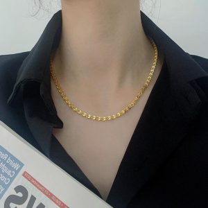 Collarbone chain 18k gold titanium steel necklace