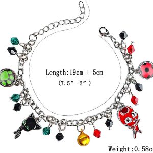 Ladybug Superhero And Cat Bracelet Charm With Crystal Bead Bangle For Kids Cosplay Adjustable Jewelry