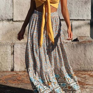 Polka Dot Ruffled Maxi Skirts