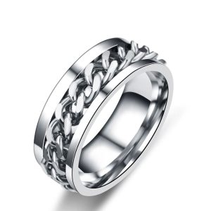 Emma Manor Titanium Steel Ring High Polished Chain Ring  Size 7--12 Available