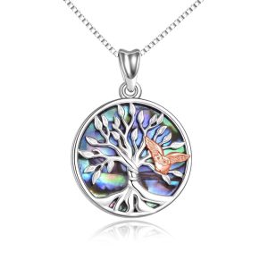Sterling Silver Family Tree of Life Pendant Necklace with Owl