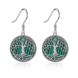 Sterling Silver Celtic Knot Tree of Life Abalone Shell Dangle Drop Earrings